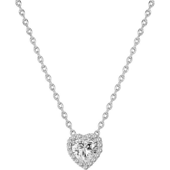 PAVOI 14K Gold Plated Post Faux Diamond Round Solitaire Pendant Halo Necklace - Picture 1 of 6